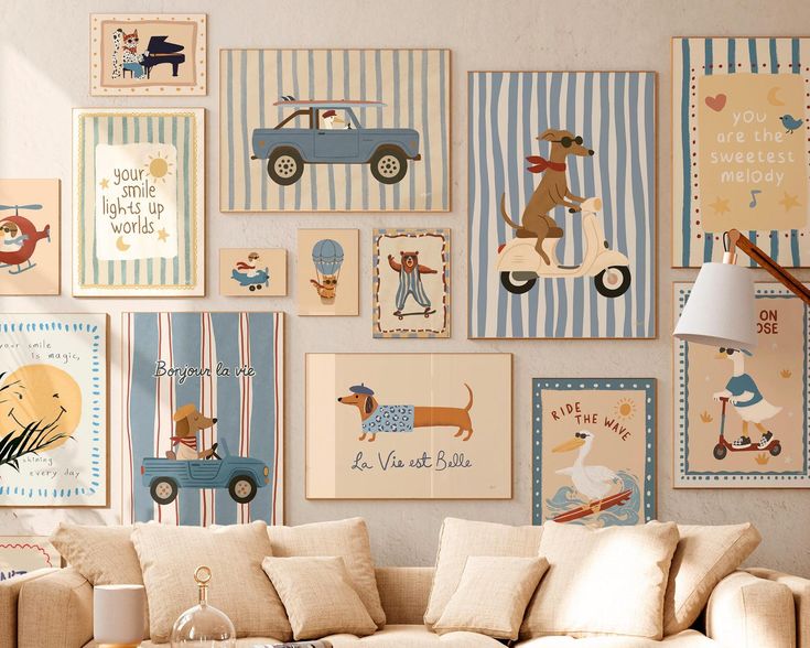 Lámina / poster - Dog in a vespa blue