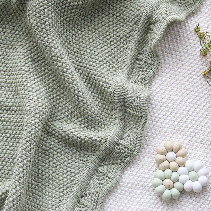 Manta Tejida Vuelos - Sage Green