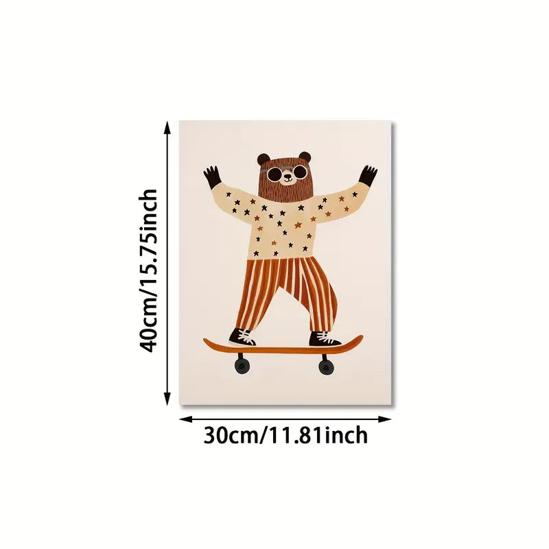 Lámina / poster - Bear on a skate red