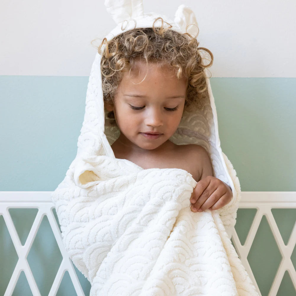 Toalla junior con capucha y orejas - GOTS Off White