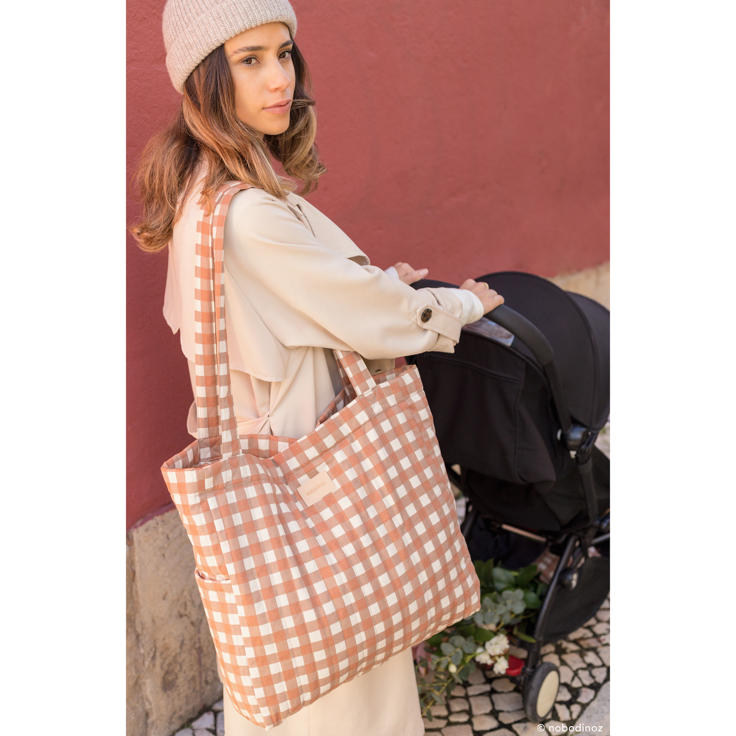 Tote bag Hyde Park - Terracota Checks