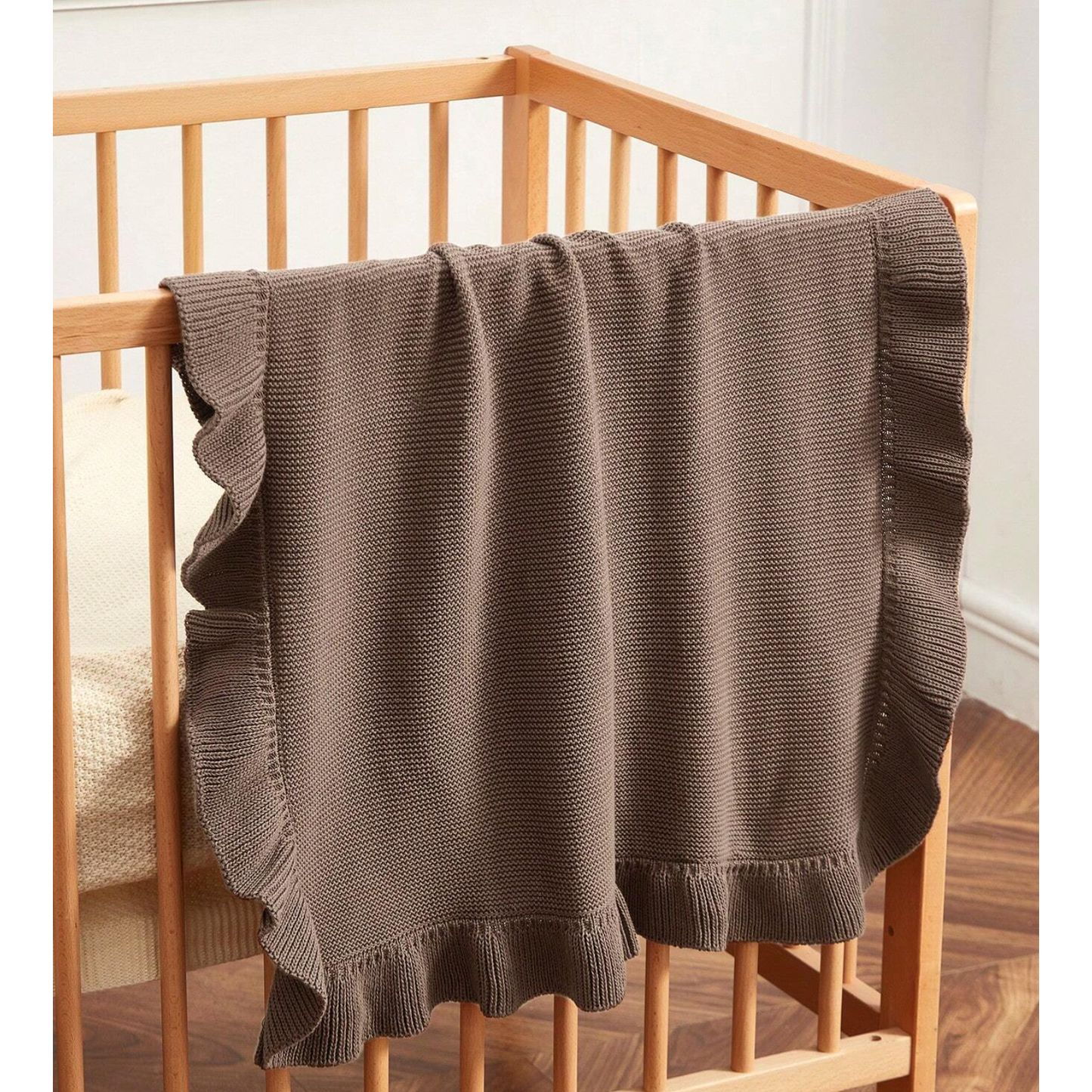 Manta Tejida Ruffle - Toffee