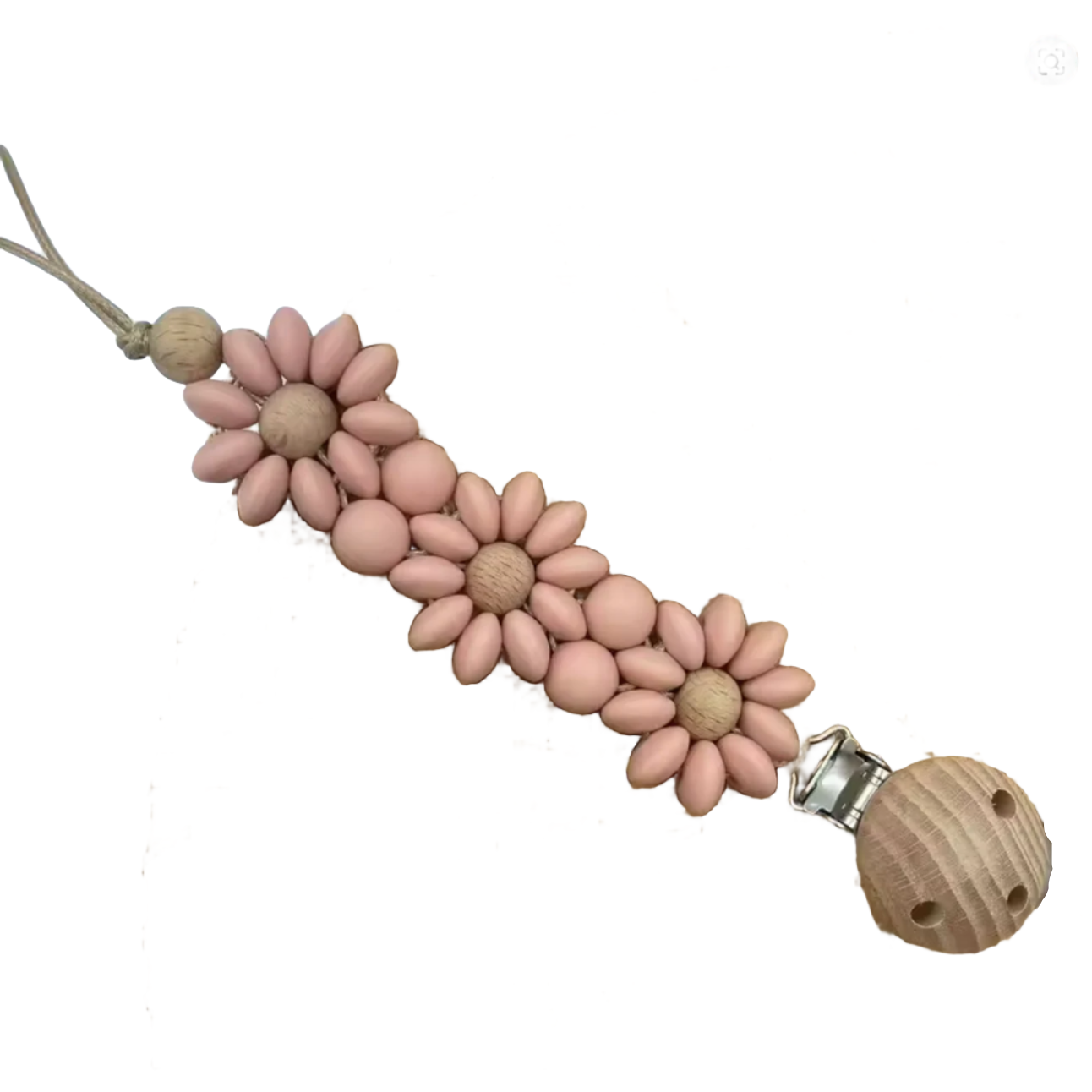 Porta chupetes flowers - Silicona y madera