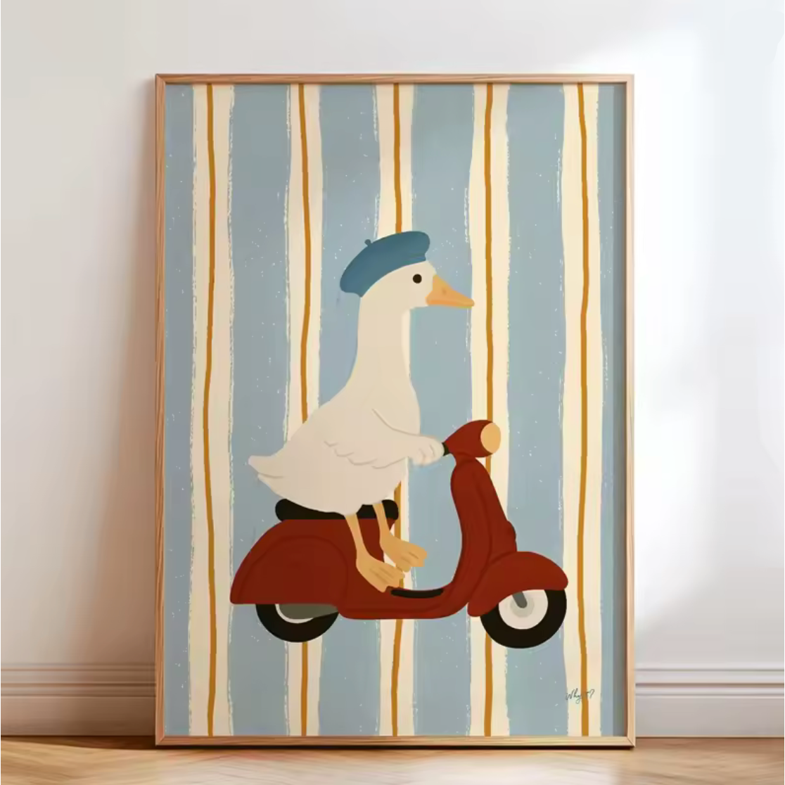 Lámina / poster - Duck on a vespa