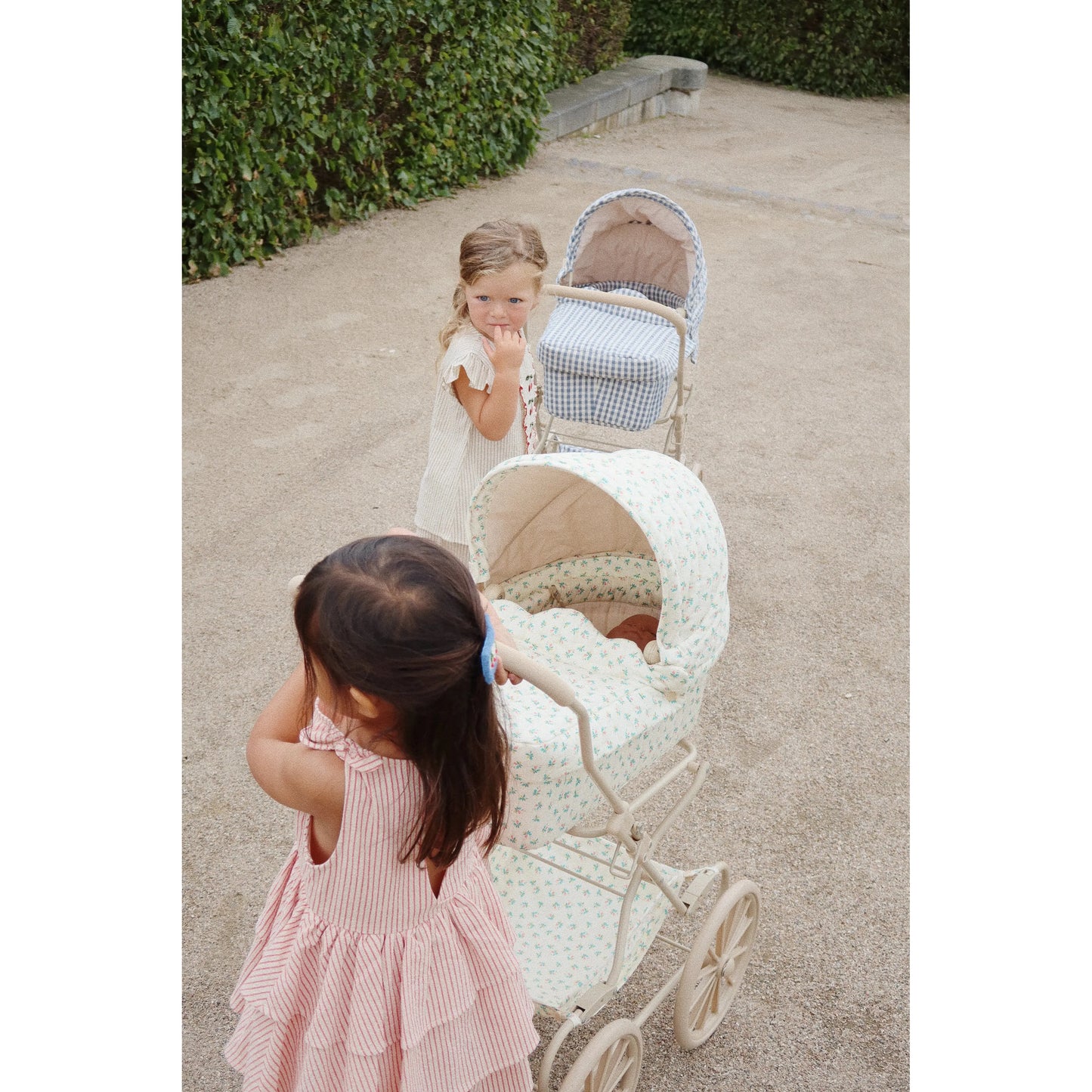 Coche / Moises Vintage para muñecas - Captains blue check