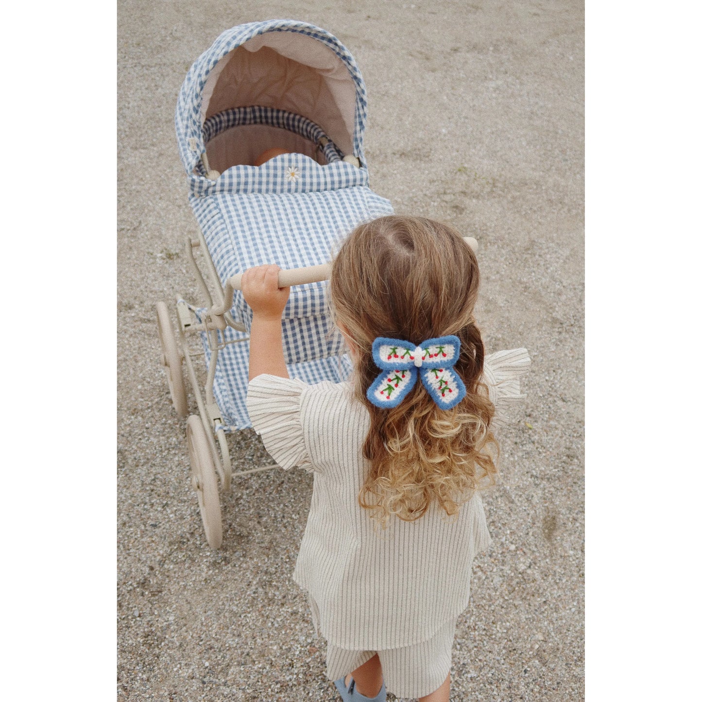 Coche / Moises Vintage para muñecas - Captains blue check