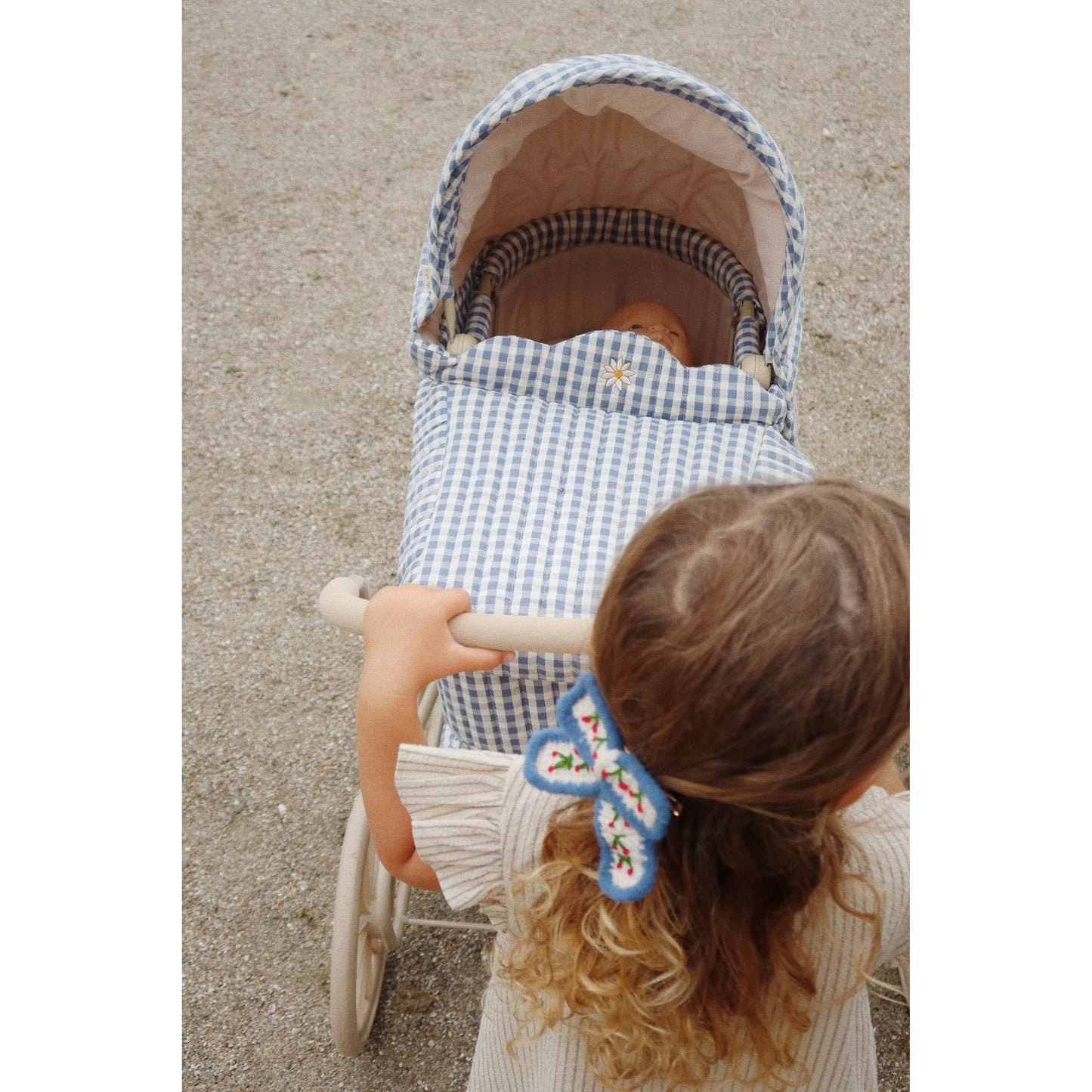 Coche / Moises Vintage para muñecas - Captains blue check