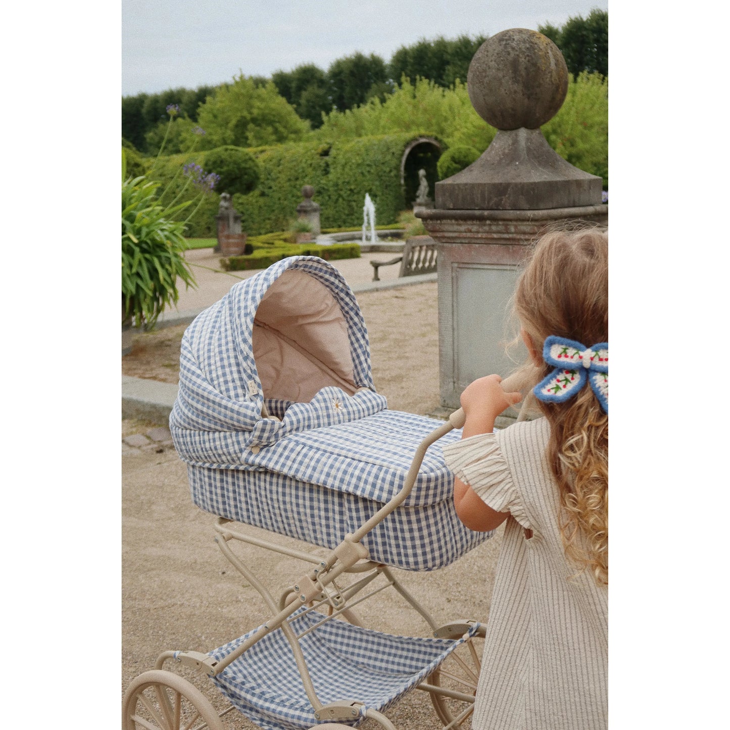 Coche / Moises Vintage para muñecas - Captains blue check