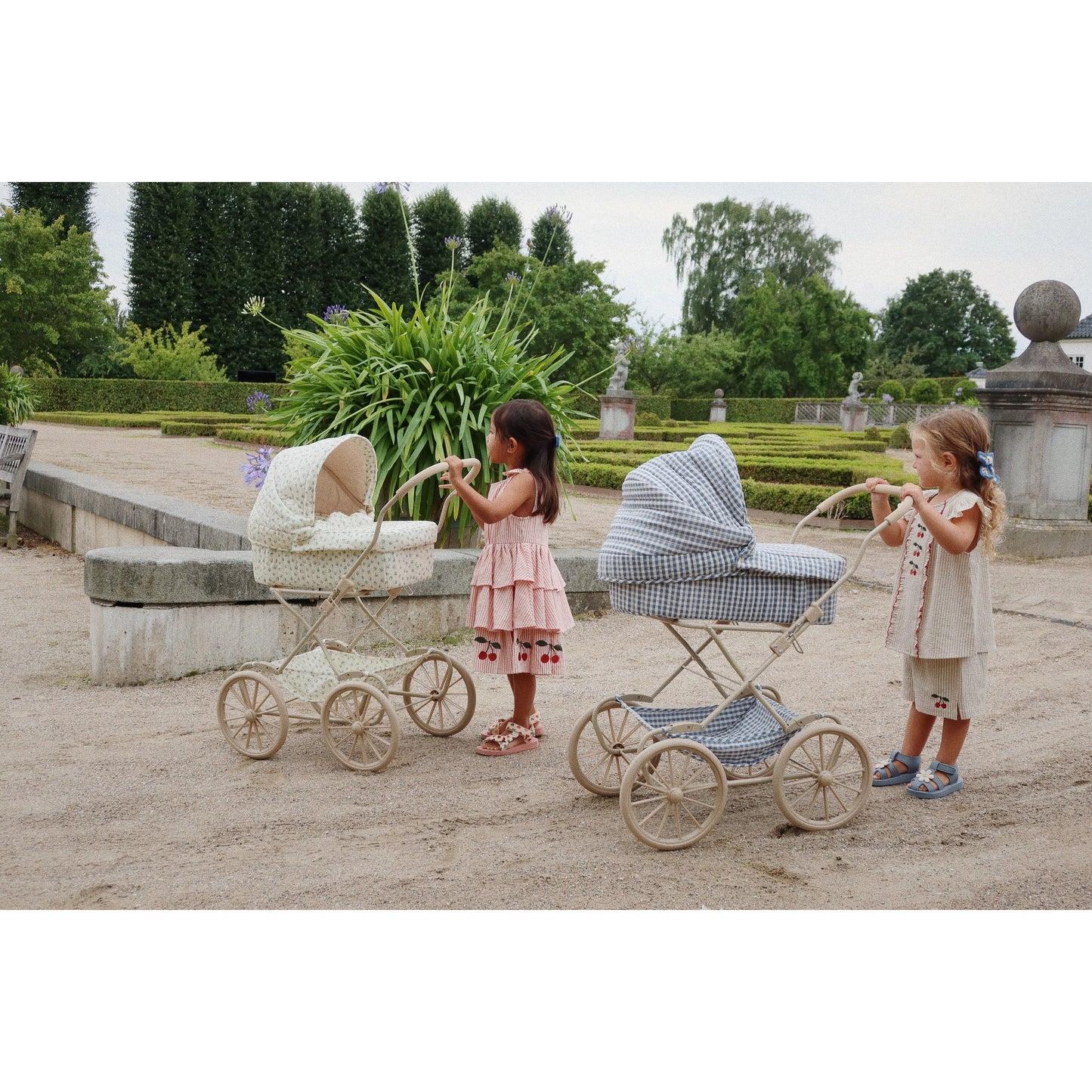 Coche / Moises Vintage para muñecas - Captains blue check
