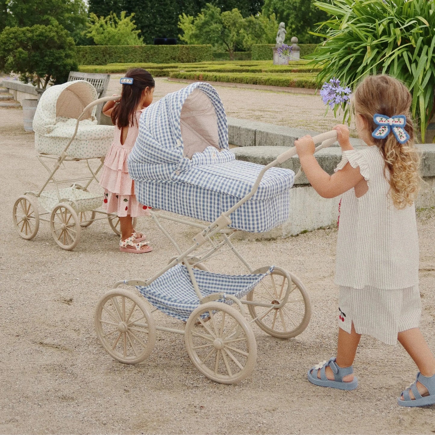 Coche / Moises Vintage para muñecas - Captains blue check