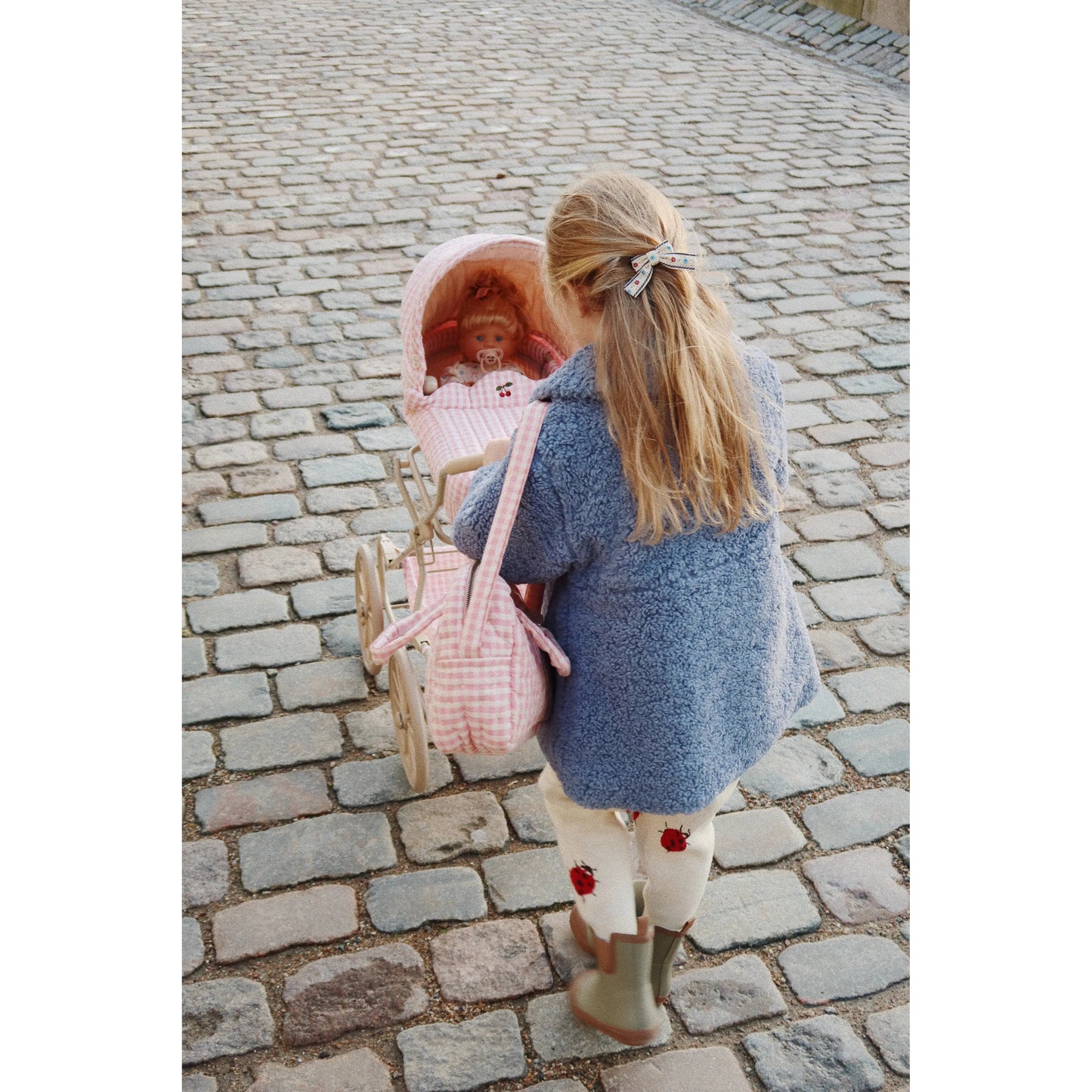 Bolso cambiador muñeca - Powder pink check