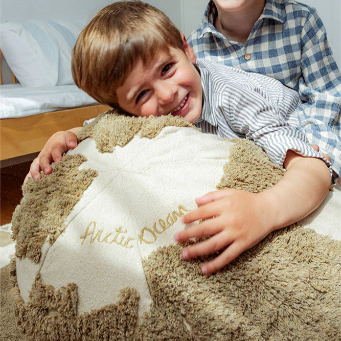 Pouf World Map Rugcycled
