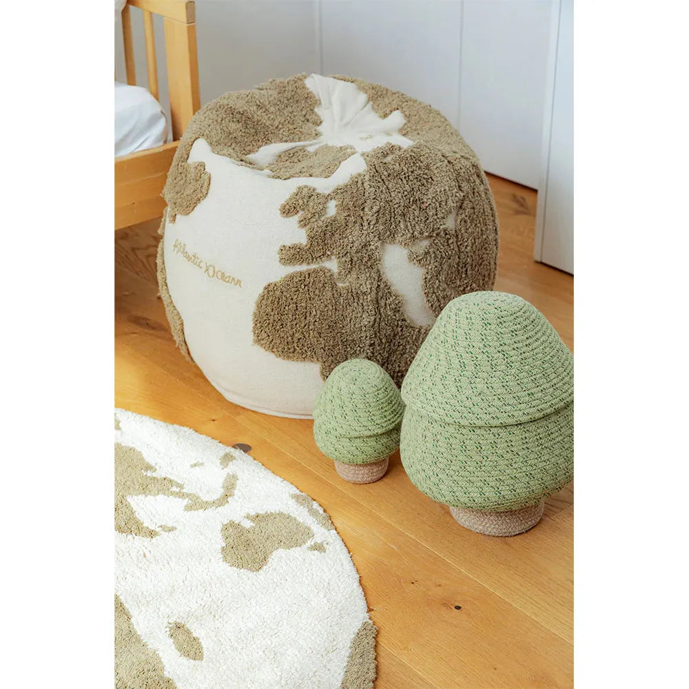 Pouf World Map Rugcycled