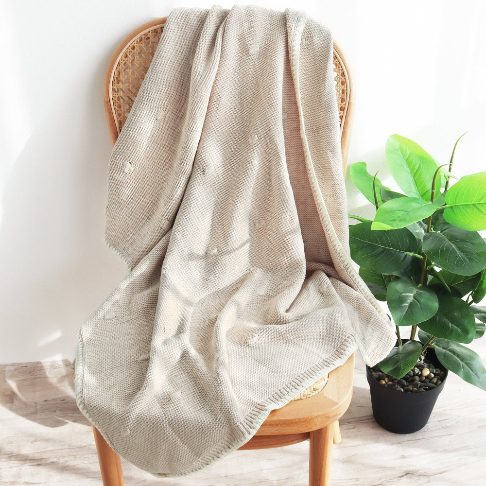 Manta tejida Stitching - Beige