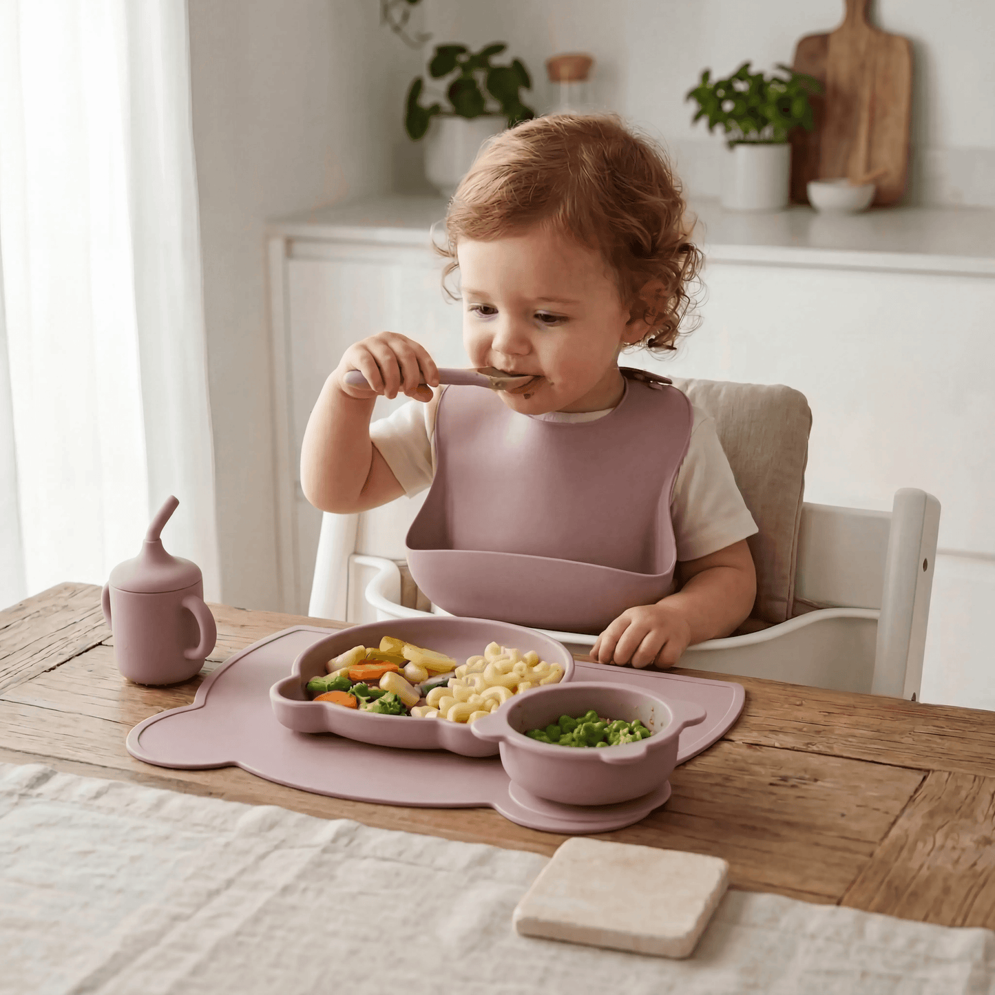 Set de comida silicona bear - Dusty lilac