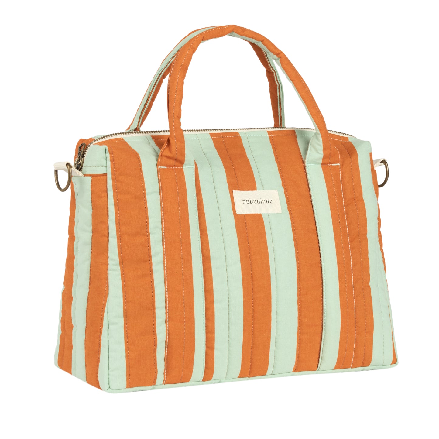 Organizador de cochecito y mini bolso stories limited edition - Green orange stripes