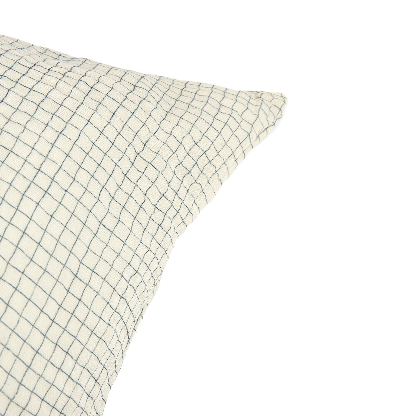 Funda de almohada Wabi Sabi (Doble gasa algodón lavado) 60 x 60 cm - Blue Grid