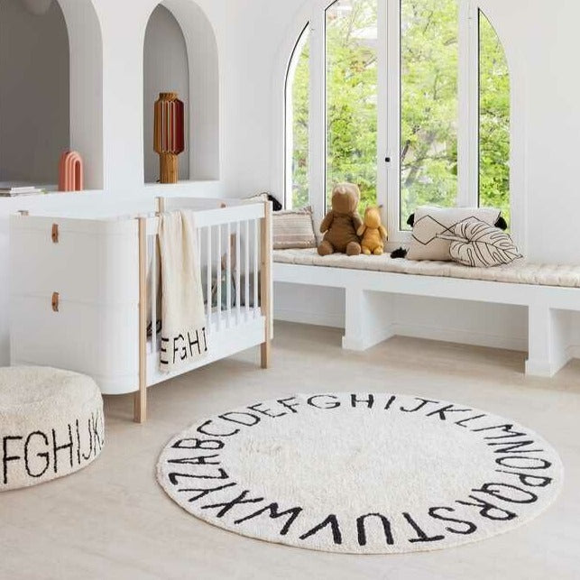 Alfombra lavable redonda ABC Natural - black
