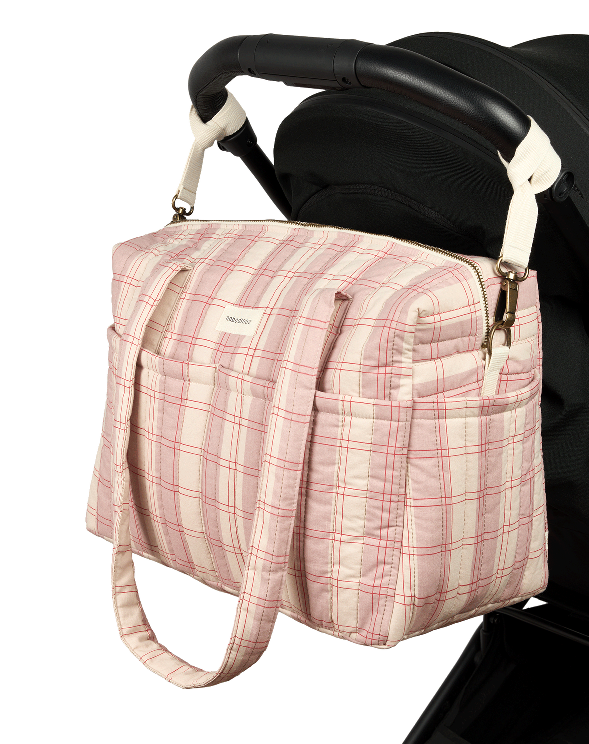 Bolso cambiador apto para coche Stories limited edition - Powder red checks