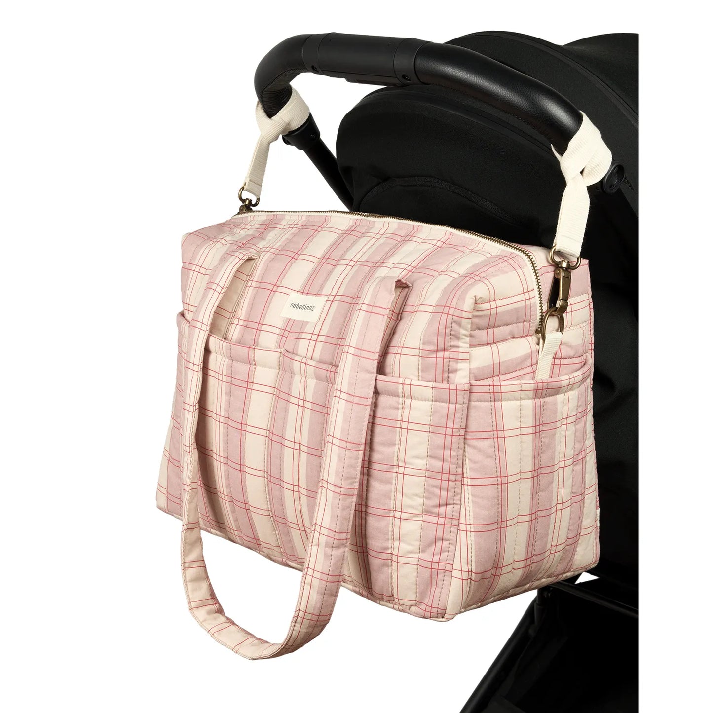 Bolso cambiador apto para coche Stories limited edition - Powder red checks