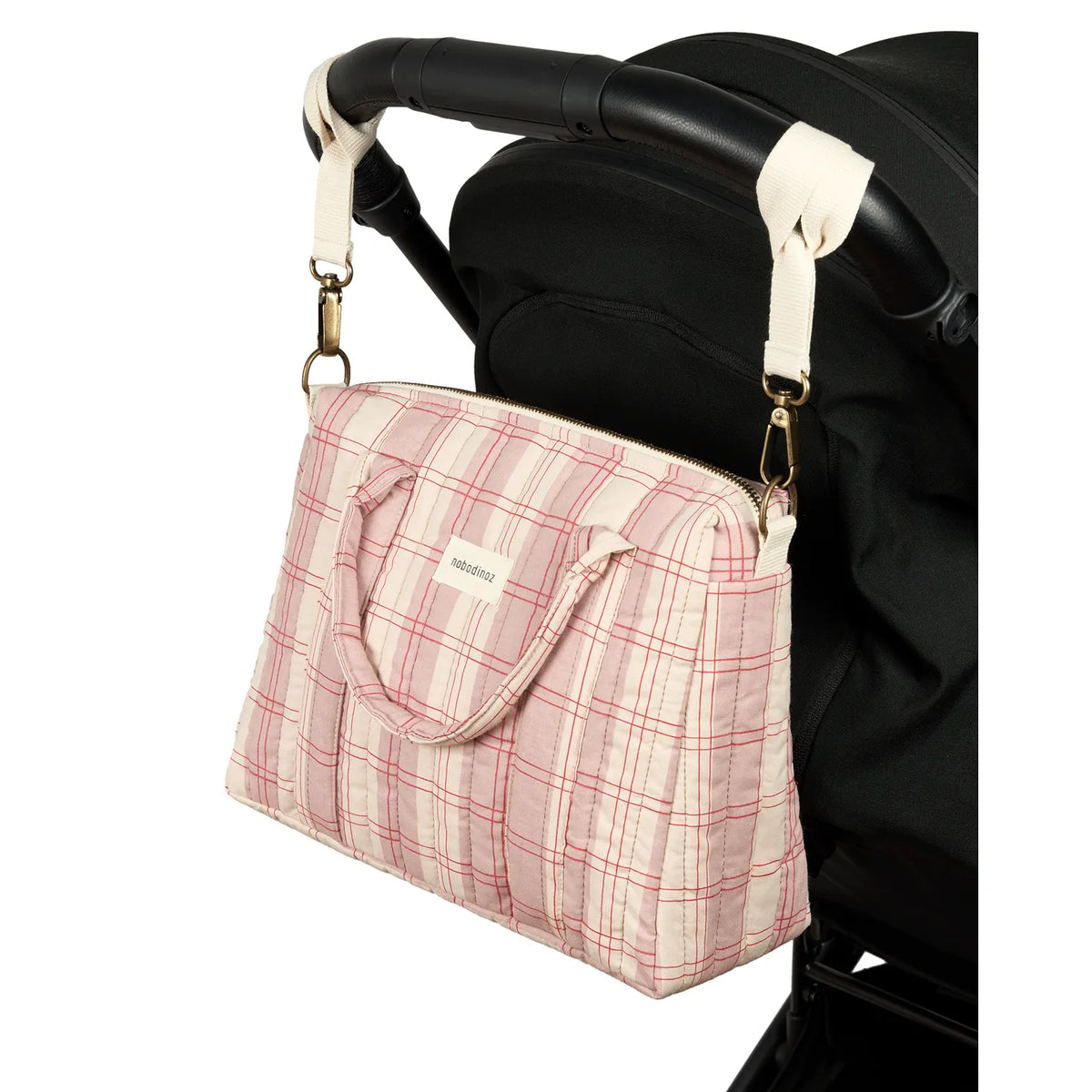 Bolso Organizador de cochecito y mini bolso stories limited edition - Powder red checks