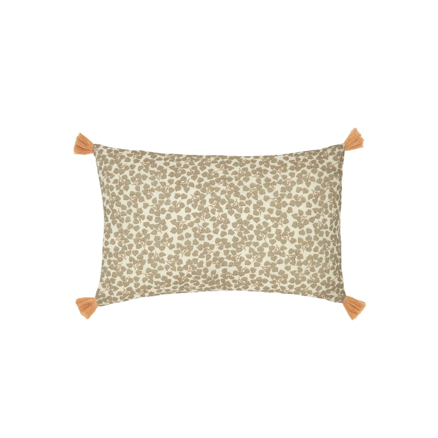 Cojín rectangular con pompones de doble gasa de algodón lavado Wabi Sabi - Light green yumiko