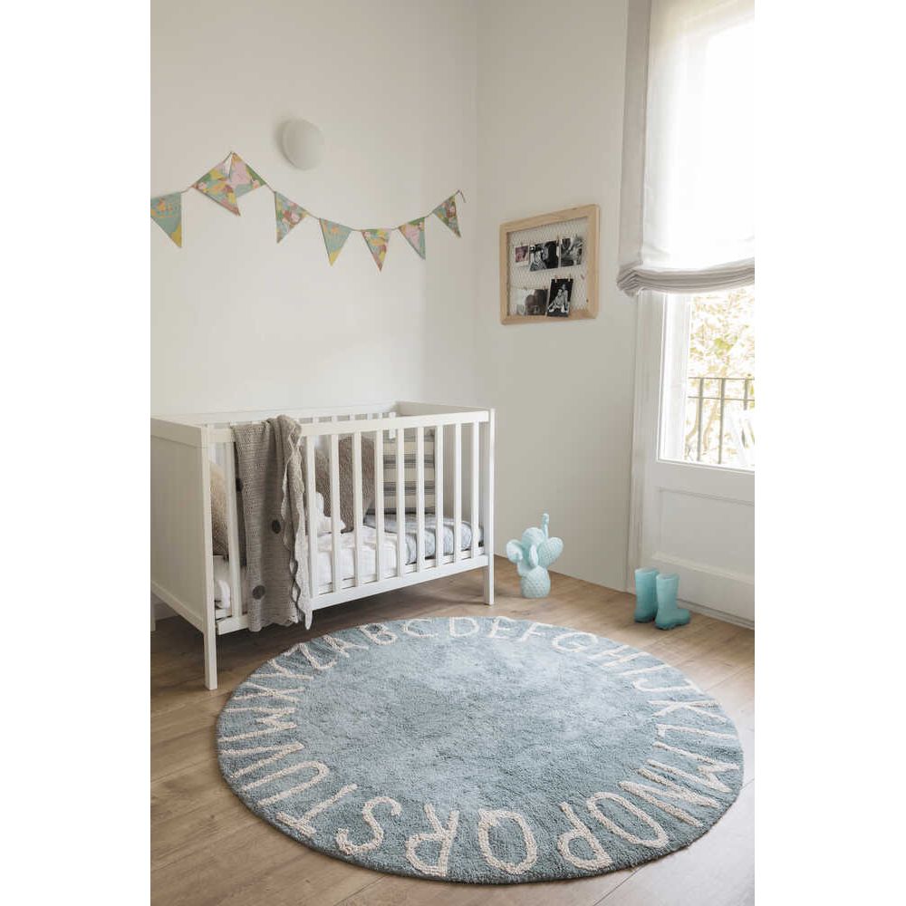 PRE-VENTA Alfombra lavable redonda ABC Natural - Vintage blue