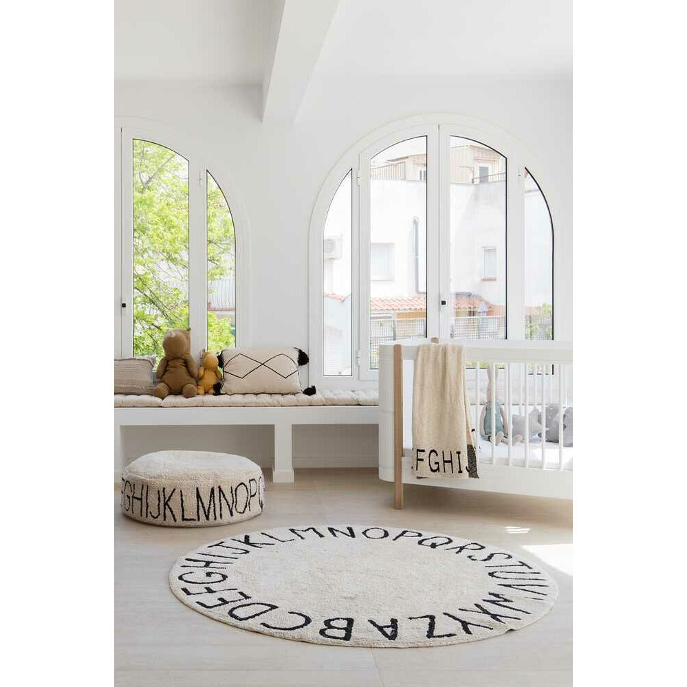 Alfombra lavable redonda ABC Natural - black