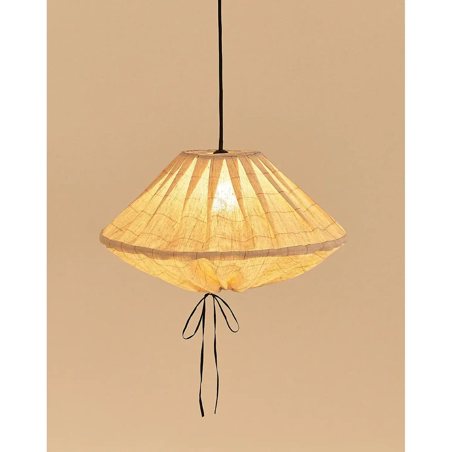 Lámpara colgante lino francés Yumi 50 cm - Carmine grid
