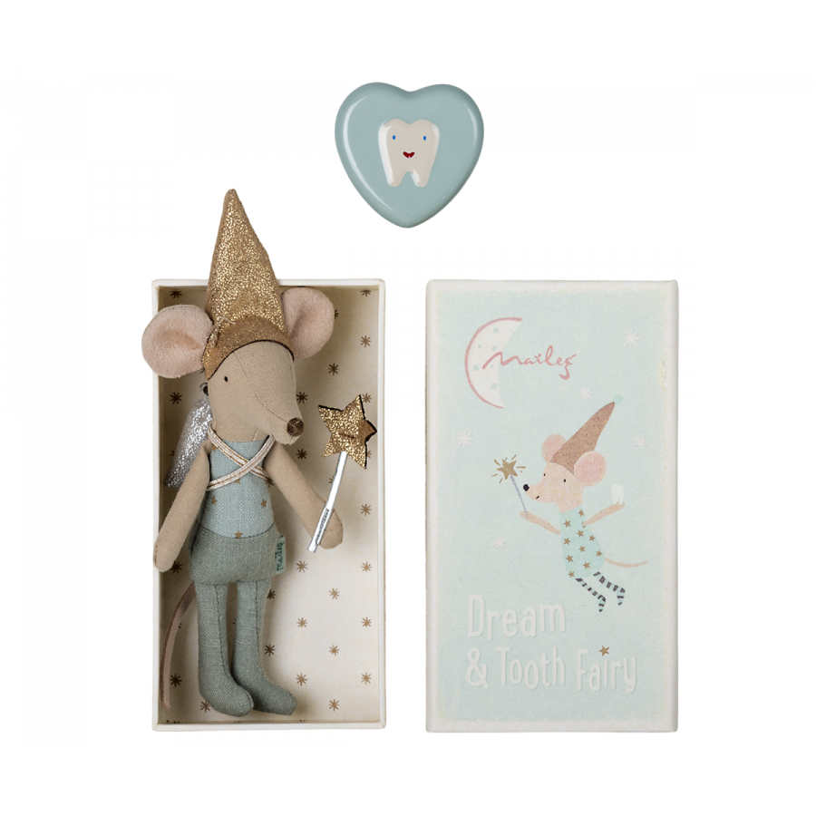 Ratoncito - Tooth Fairy Mouse in a matchbox blue