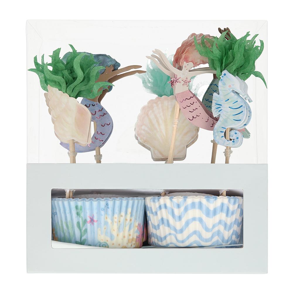 Kit Para Cupcakes Sirenas - 24 unidades