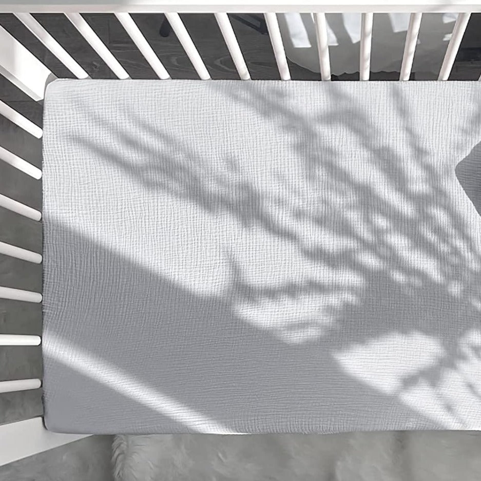 Sábana bajera cuna de muselina - Light Blue