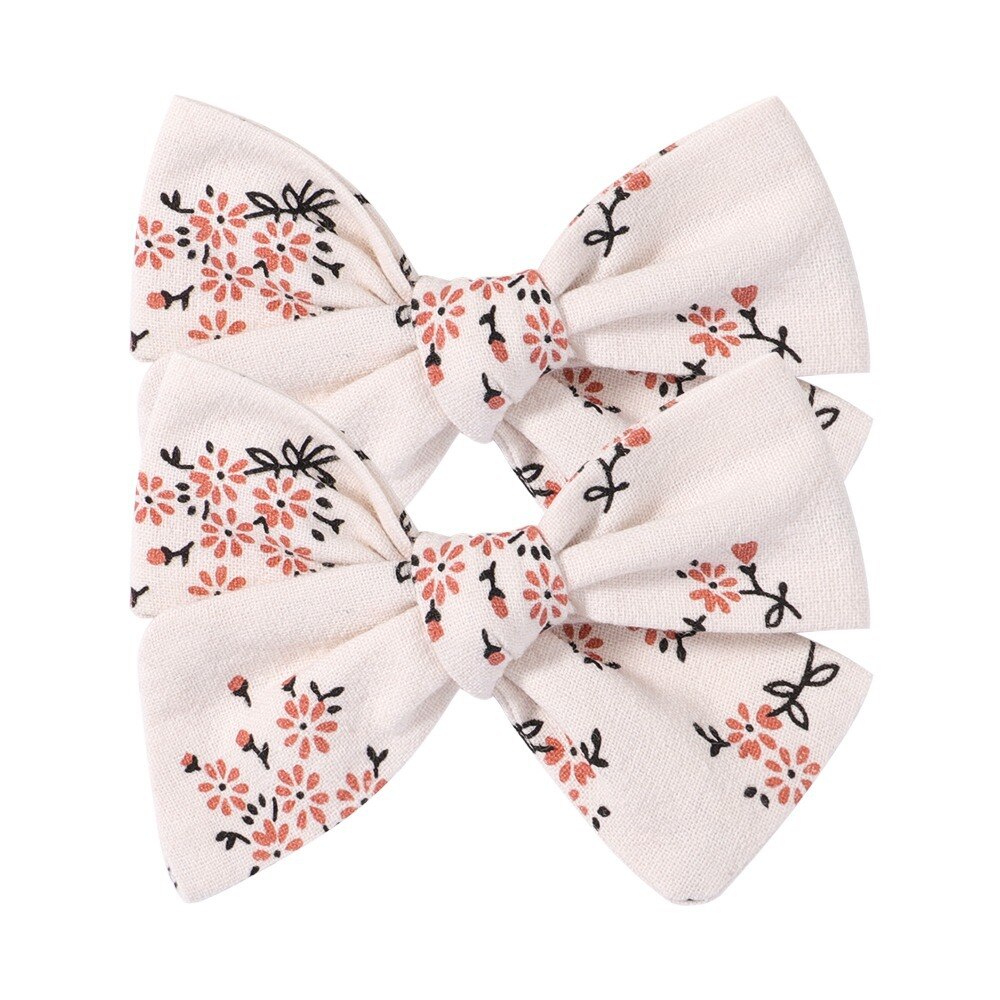 Set 2 Pinches Rosita con flores estampadas - Damasco