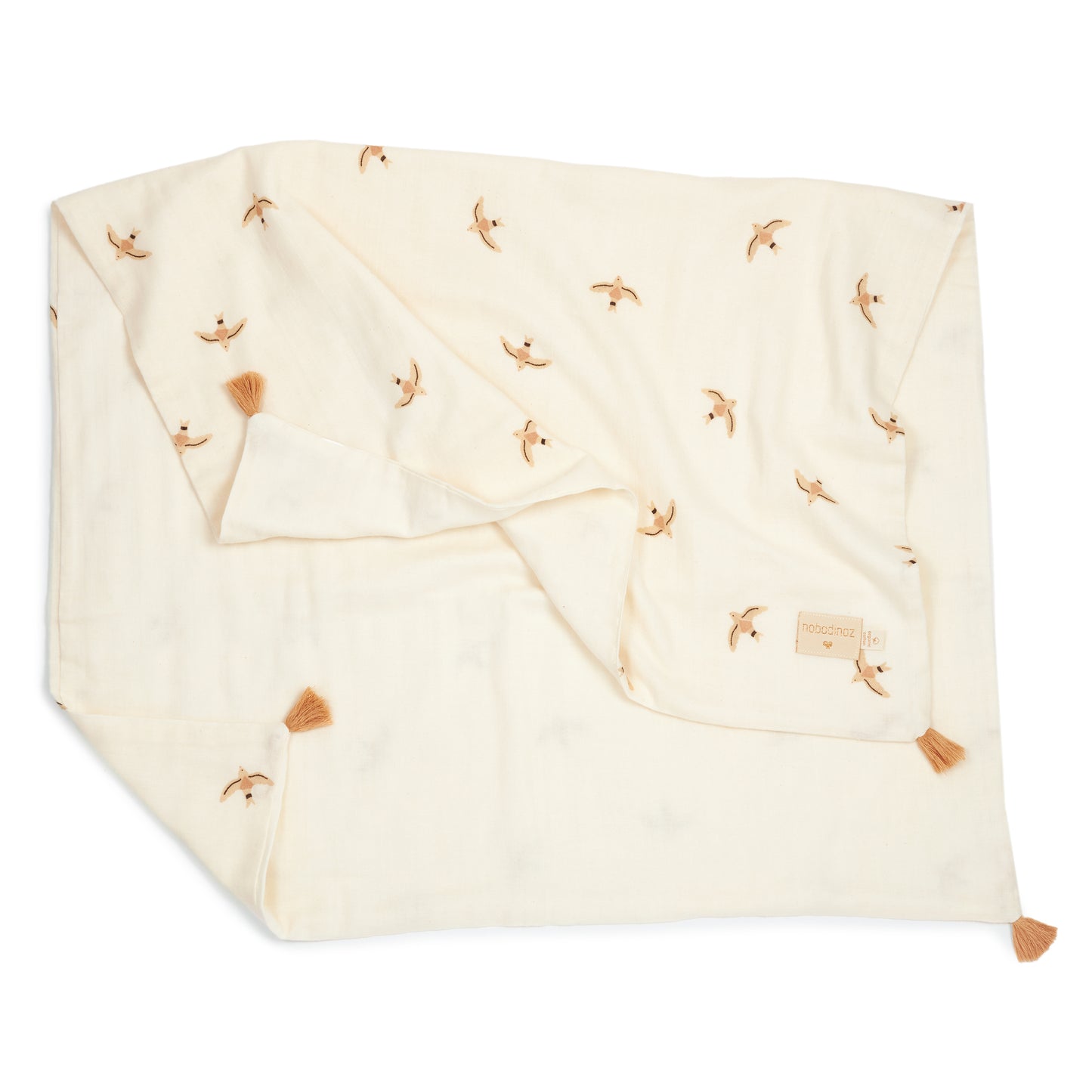 Manta de muselina doble Treasure - Nude haiku birds natural