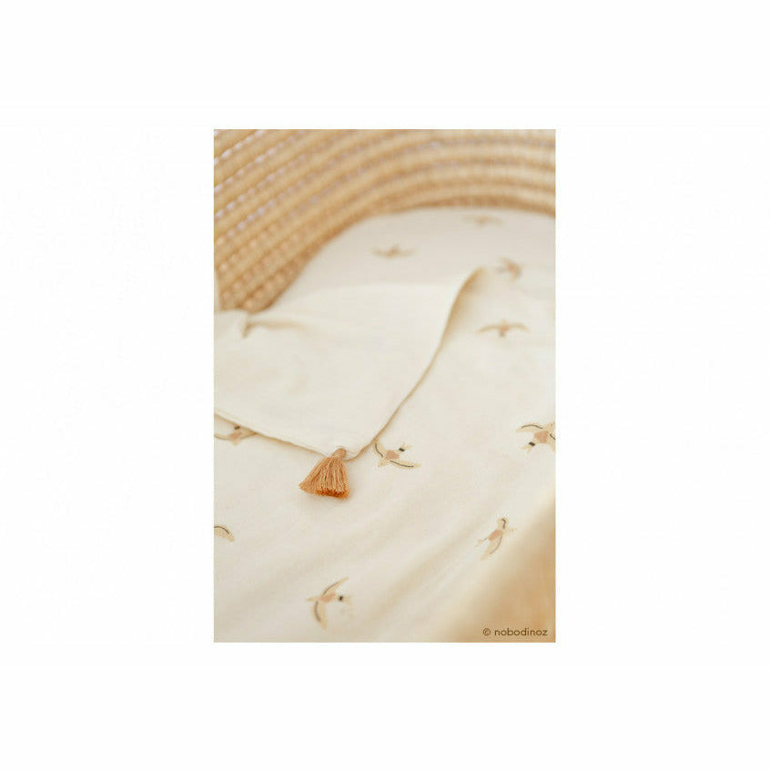 Manta de muselina doble Treasure - Nude haiku birds natural