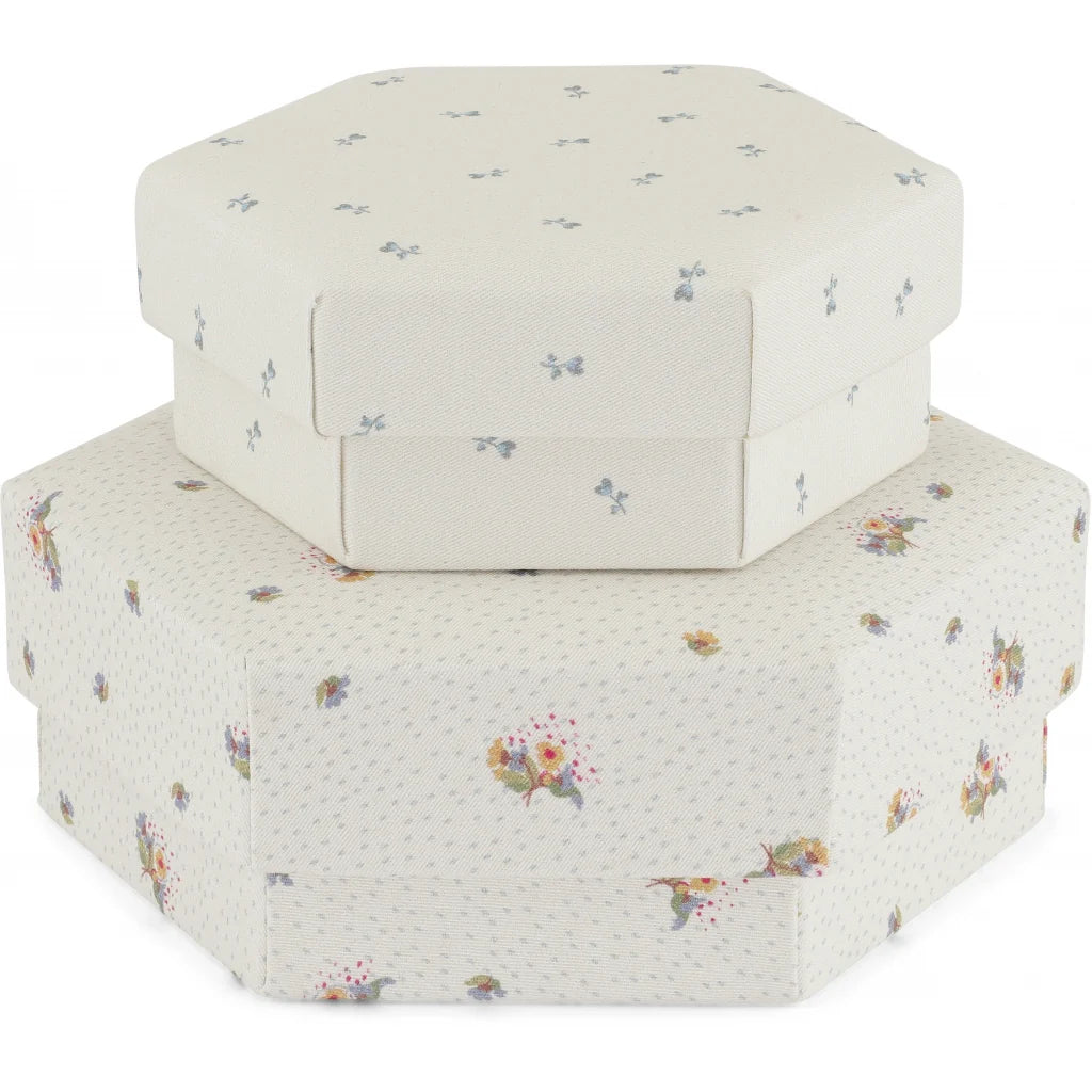 Set de 2 cajas acolchadas - Flower bouquet / petit bisou blue