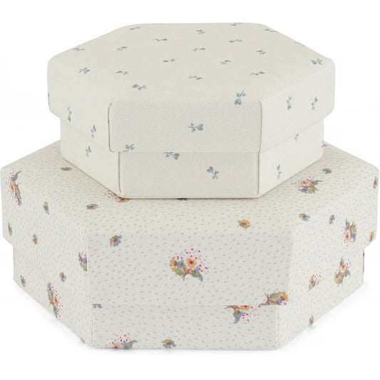 Set de 2 cajas acolchadas - Flower bouquet / petit bisou blue