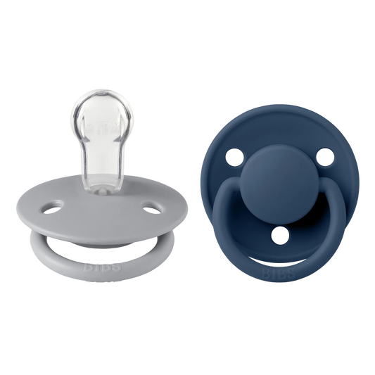Pack 2 Chupetes de lux round silicona - Cloud / Steel blue