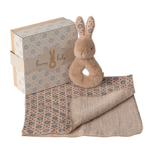 Caja de regalo - bunny rattle set cream peach