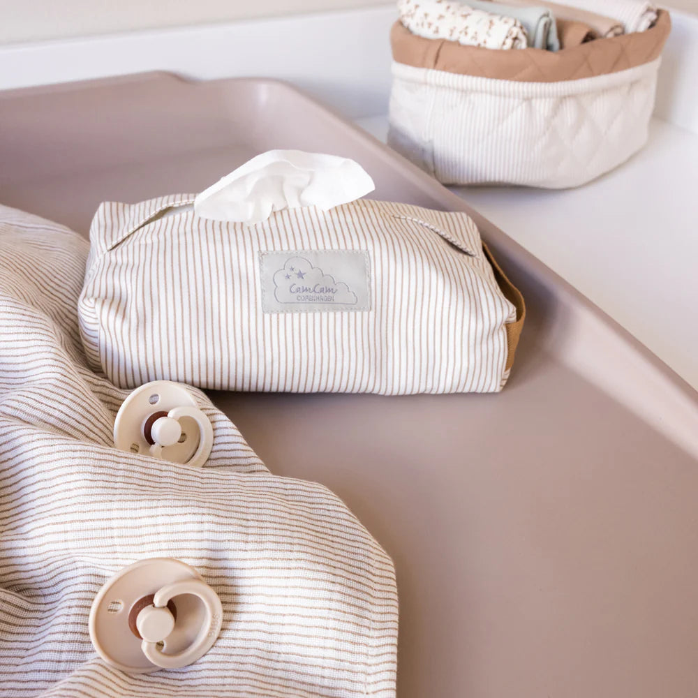 Cobertor para wipes - GOTS Classic stripes camel