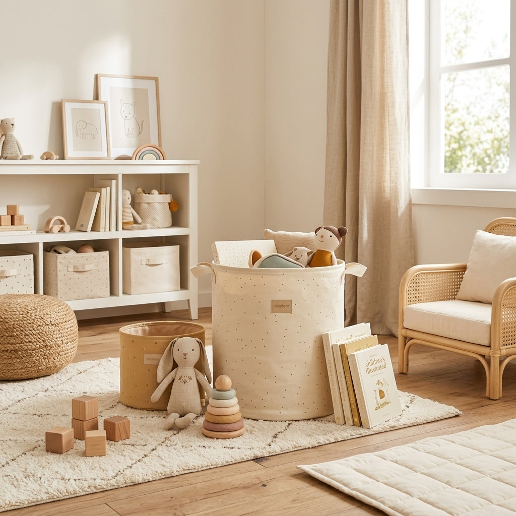 Cesta de almacenaje playground - Natural honey sweet dots