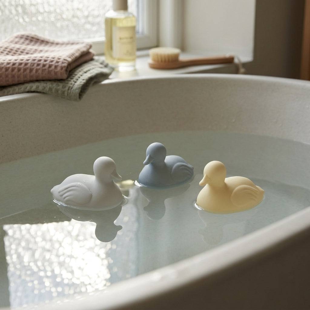 Juguete de baño silicona - Pondering Ducks quarry mix