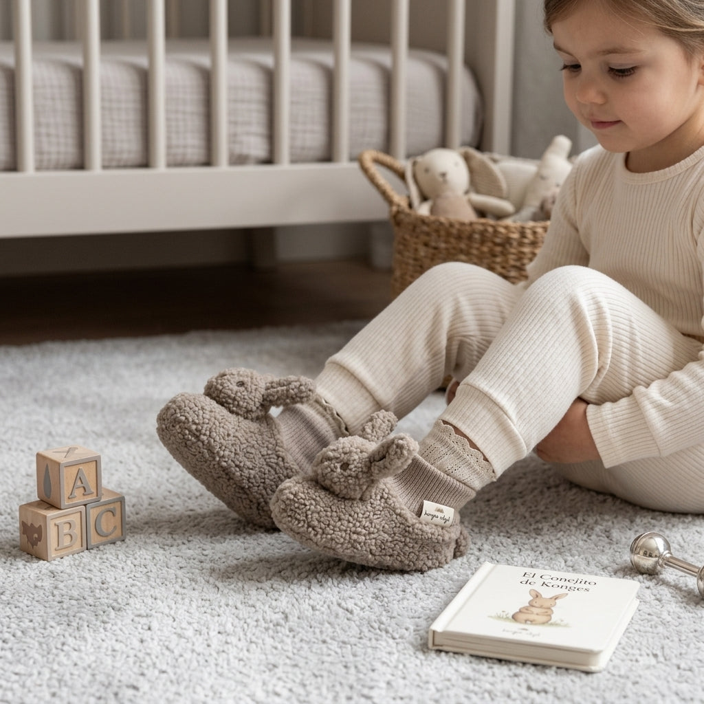 Pantuflas bunny footies - Beige