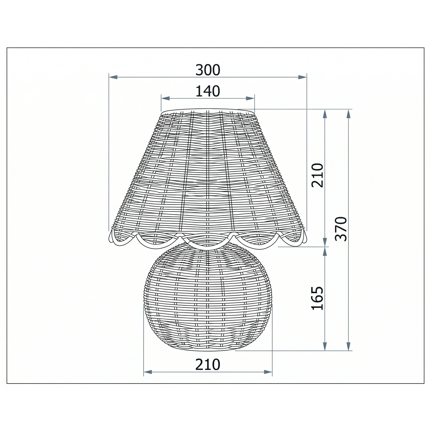 Lampara sobremesa scalloped rattan