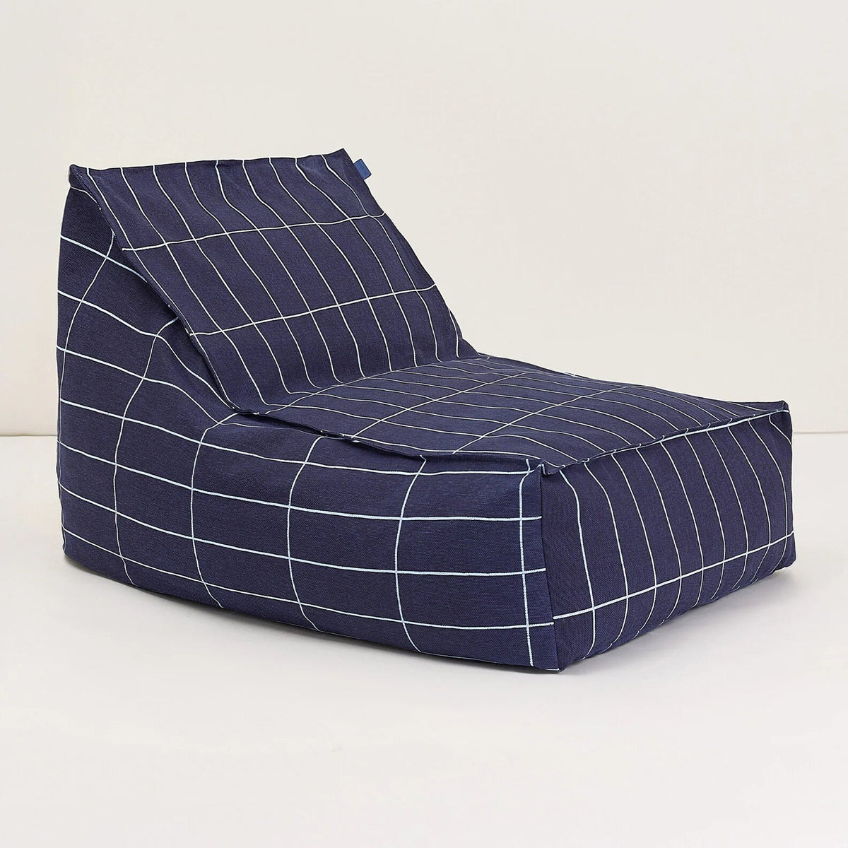 Pouf sillón long vibes (adulto) - Navy blue grid
