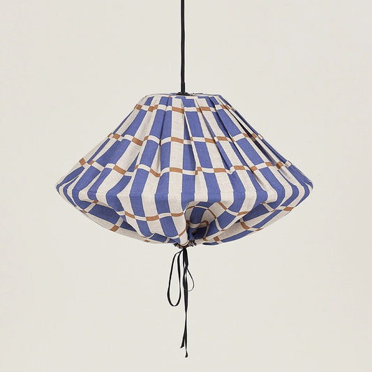 Lámpara colgante lino francés Yumi 50 cm - Blue mustard mosaic