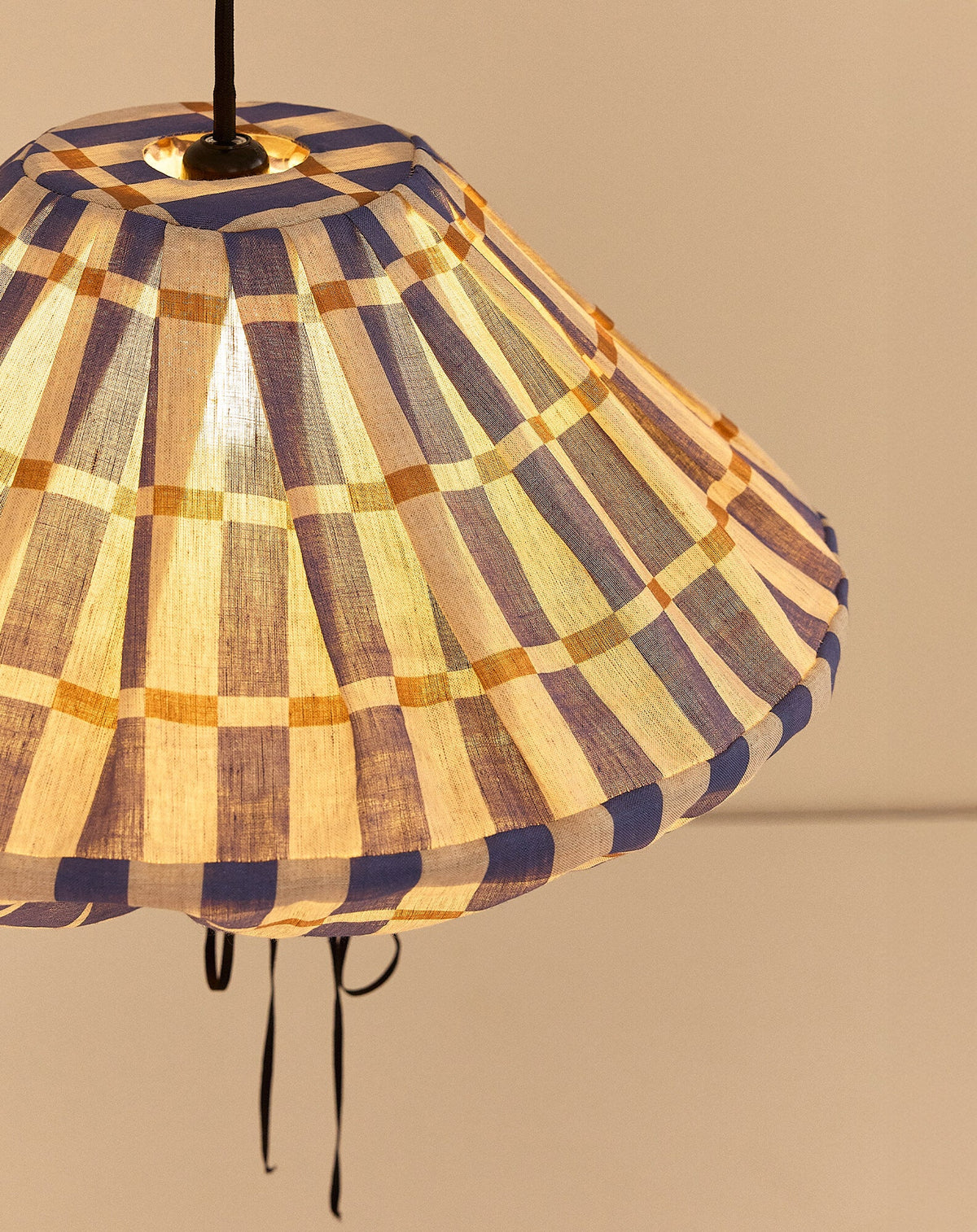 Lámpara colgante lino francés Yumi 50 cm - Blue mustard mosaic
