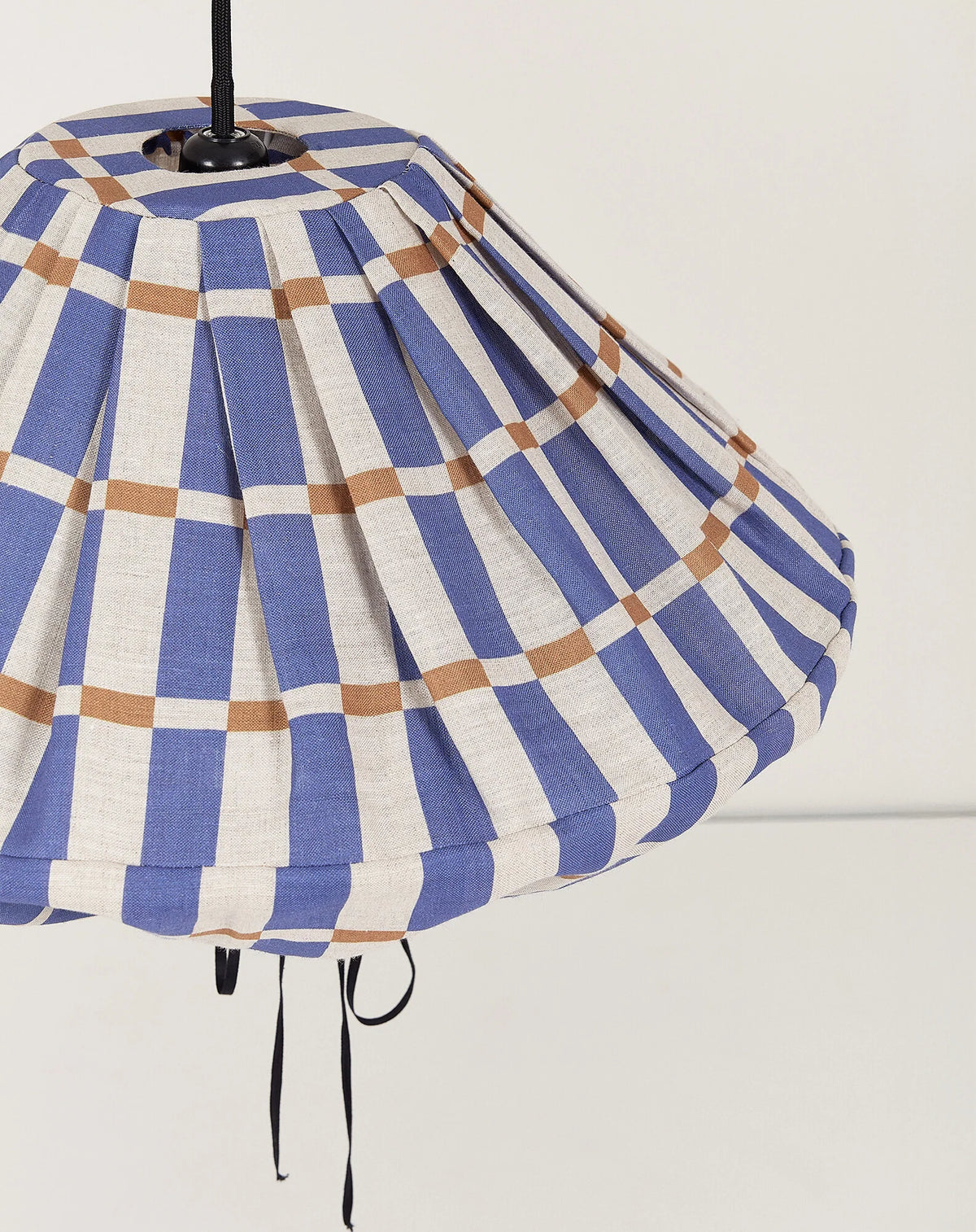 Lámpara colgante lino francés Yumi 50 cm - Blue mustard mosaic