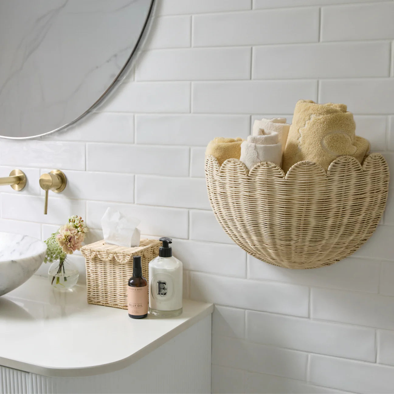 Canasto pared mimbre - scalloped