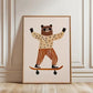Lámina / poster - Bear on a skate red